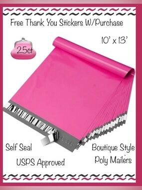 25ct 10x13’ Pink N Pretty Poly Mailers👛🆕👛 Bonus ⭐️W/25ct Free Thank You Stickers